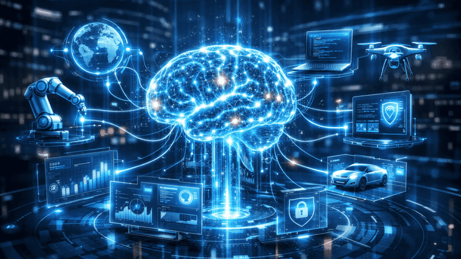AI Agent Nedir teknolojisini temsil eden otonom yapay zeka ajanı konsepti