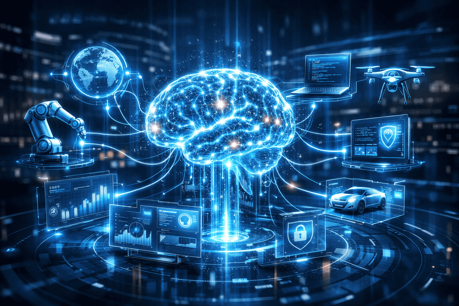 AI Agent Nedir teknolojisini temsil eden otonom yapay zeka ajanı konsepti